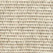Beige and tan horizontal striped fabric sample with a dense, woven texture and subtle sheen, featuring evenly spaced 0.5-inch stripes.